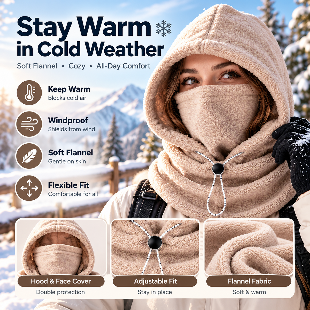 Fleece Face Mask and Hat - Keep Warm in Cold Weather