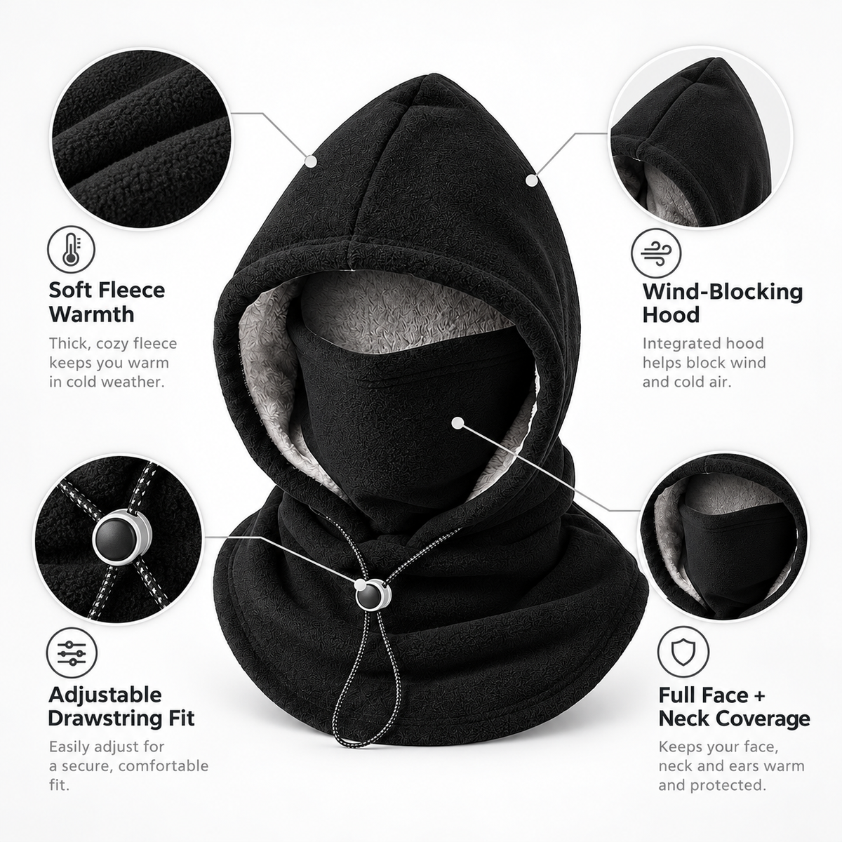 Fleece Face Mask and Hat - Keep Warm in Cold Weather